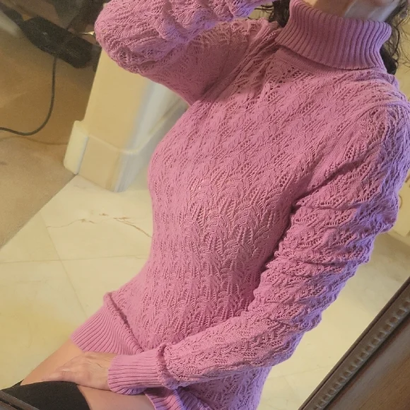 BCBGMAXAZRIA Lavender Knit Sweater Dress, L - Picture 14 of 16